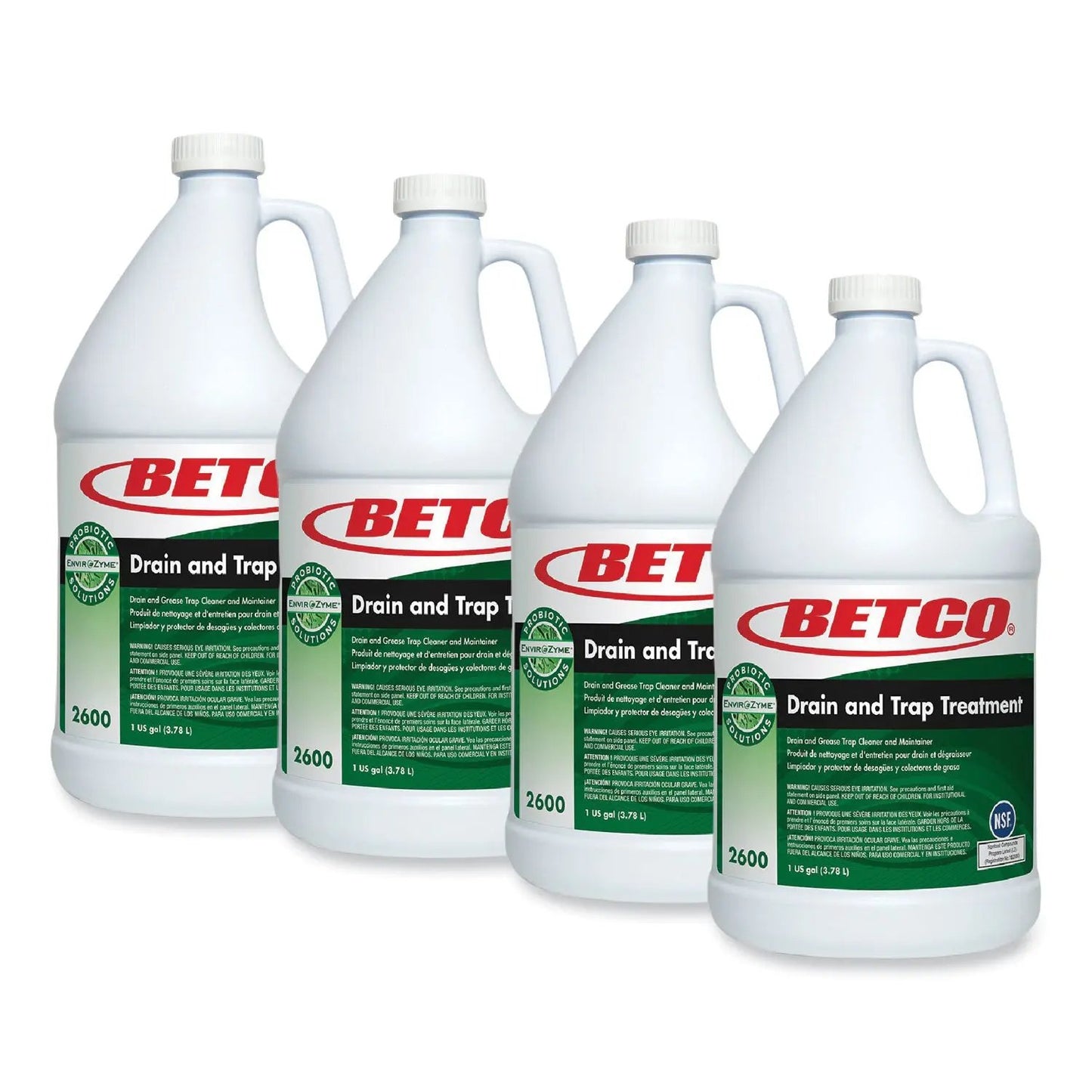 BET26000400 BioActive Solutions Drain and Trap Treatment, Ocean Scent, 1 gal Bottle, 4/Carton Betco