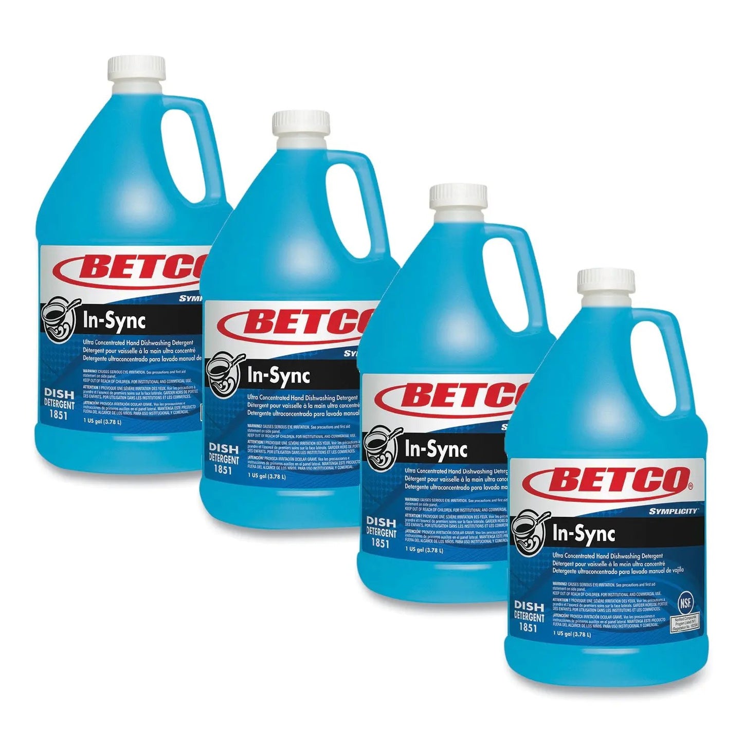 BET18510400 Symplicity In-Sync Premium Hand Dishwashing Detergent, Fresh Ozonic Scent, 1 gal Bottle, 4/Carton Betco