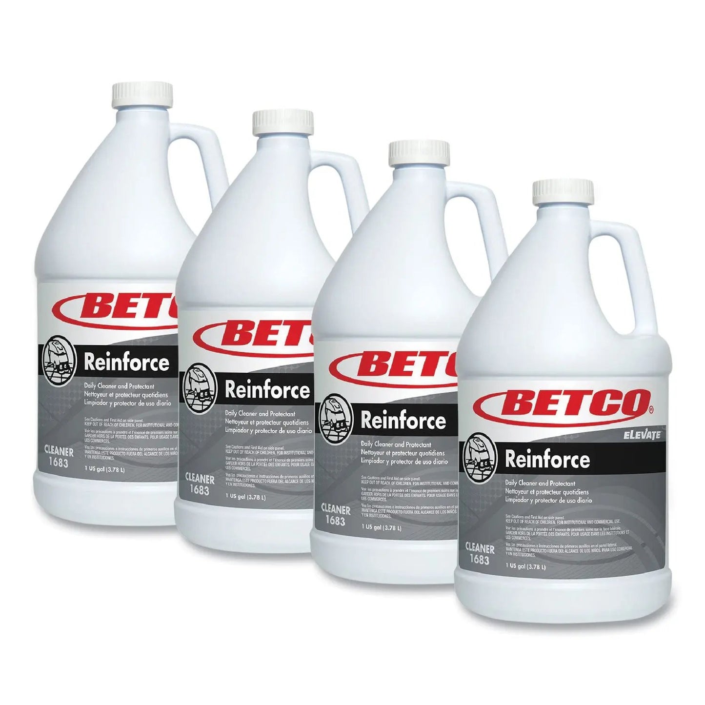 BET16830400 Reinforce Floor Cleaner and Protectant, Lemon Scent, 1 gal Bottle, 4/Carton Betco