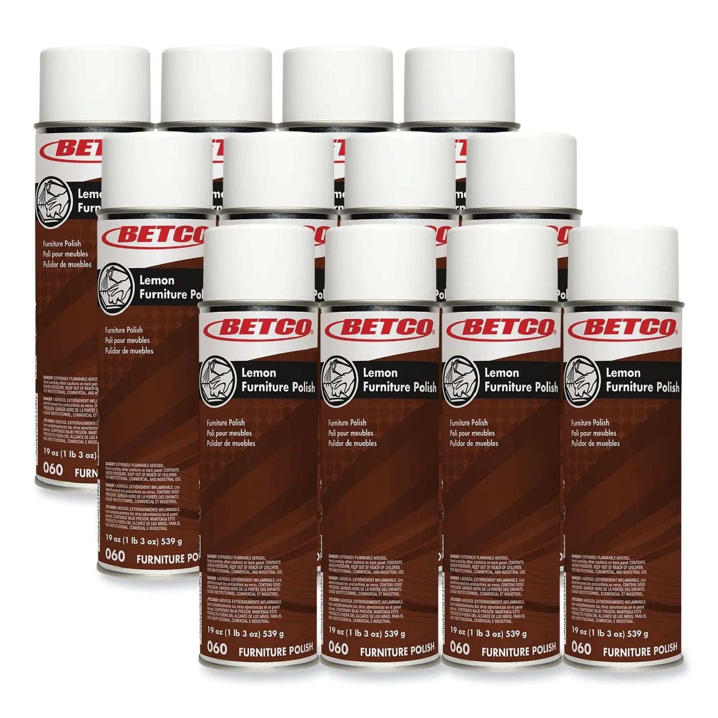 BET602300 Lemon Furniture Polish, Lemon Scent, 19 oz Aerosol Can, 12/Carton Betco