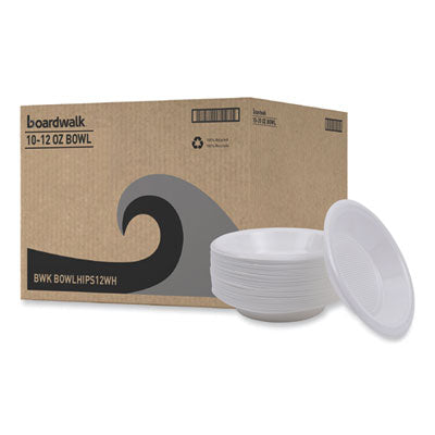 BWKBOWLHIPS12WH Hi-Impact Plastic Dinnerware, Bowl, 10 oz to 12 oz, White, 1,000/Carton BOARDWALK