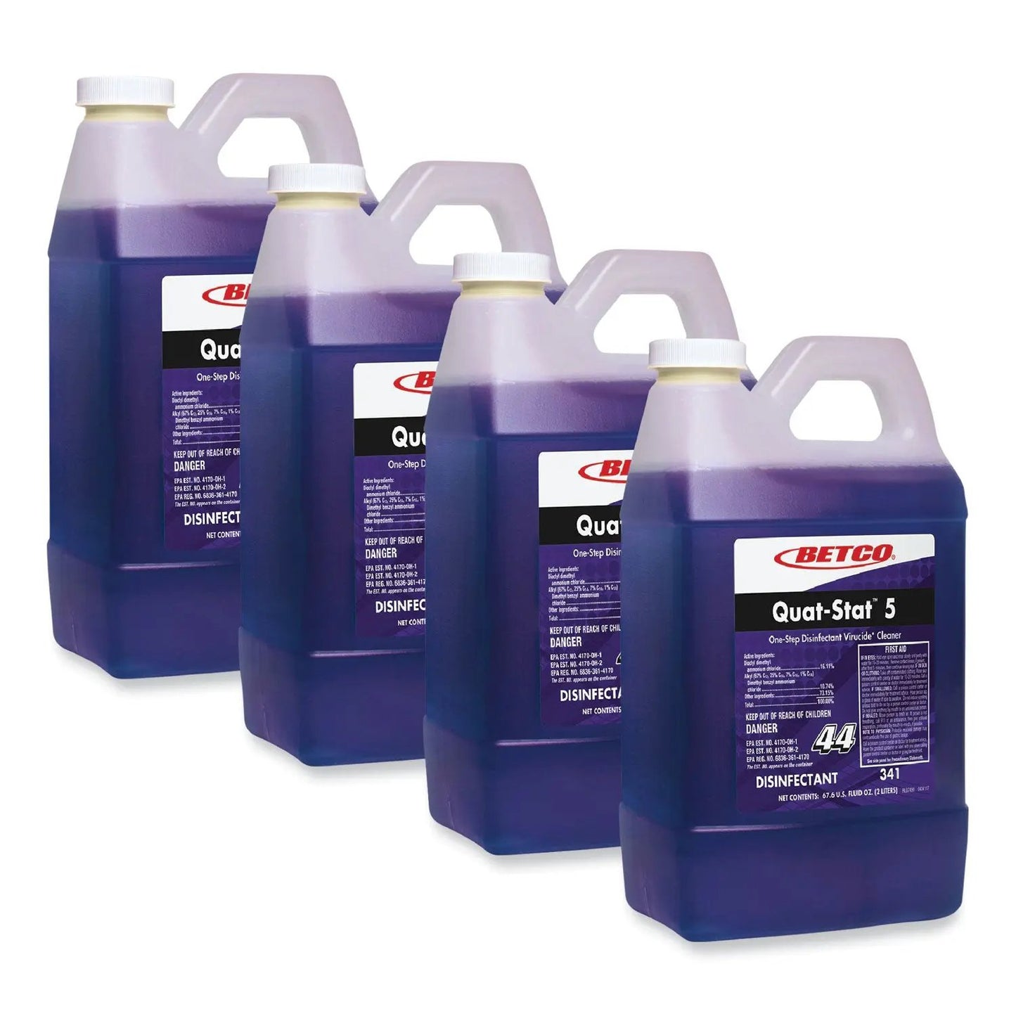 BET3414700 Quat-Stat 5 FastDraw Disinfectant, Lavender Scent, 2 L Bottle, 4/Carton Betco