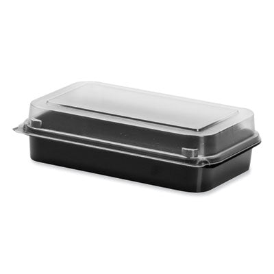SCC850618PS94 Creative Carryouts BoxLine Black Base/Clear Lid Hinged Containers, 3.9 x 6 x 1.8, Plastic, 500/Carton