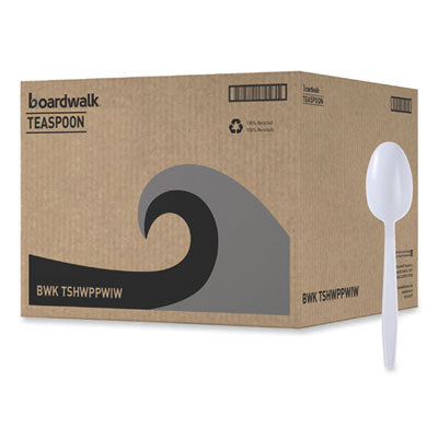 BWKTSHWPPWIW Heavyweight Wrapped Polypropylene Cutlery, Spoon, Plastic, White, 1,000/Carton BOARDWALK