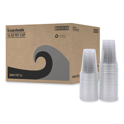 BWKPET16 Clear Plastic PET Cups, 16 oz, 50 Cups/Sleeve, 20 Sleeves/Carton BOARDWALK