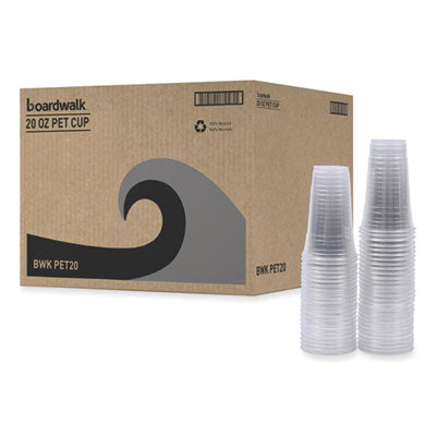 BWKPET20 Clear Plastic PET Cups, 20 oz, 50/Sleeve, 20 Sleeves/Carton BOARDWALK