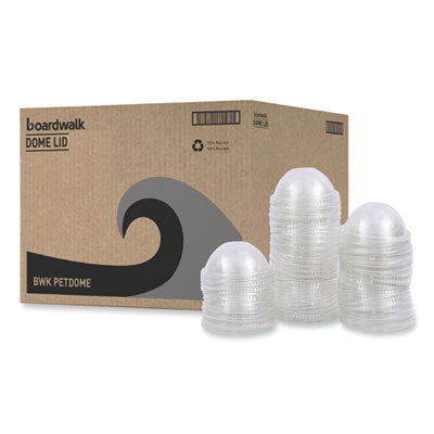 BWKPETDOME PET Cold Cup Dome Lids, Fits 14 oz to 24 oz Cold Cups, Plastic, Clear, 100/Sleeve, 10 Sleeves/Carton BOARDWALK