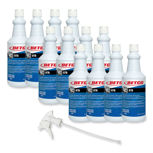 BET3211200 BTB Mildew Stain Remover, Apple, 32 oz Spray Bottle, 12/Carton
