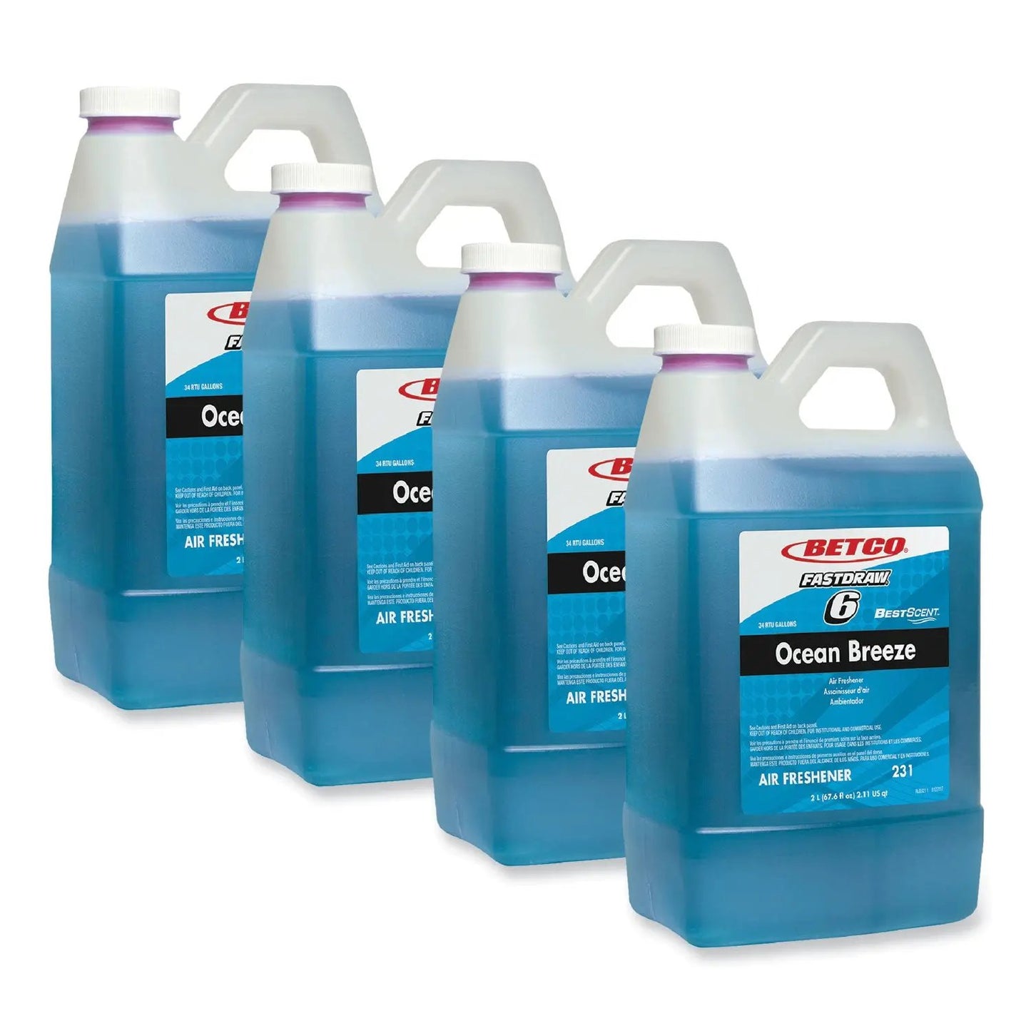 BET2314700 BestScent Ocean Breeze FastDraw Deodorizer, Ocean Breeze Scent, 67.6 oz FastDraw Bottle, 4/Carton Betco