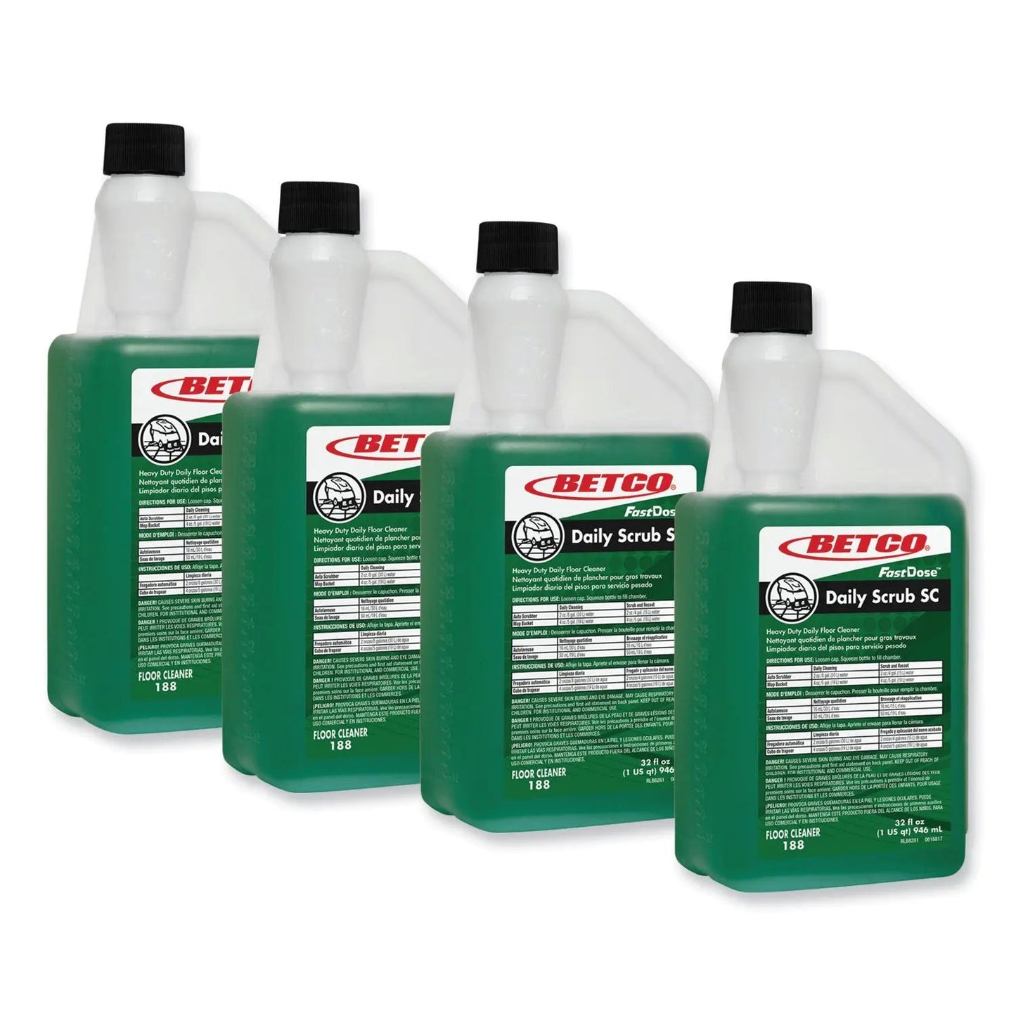 BET1884800 Daily Scrub SC Floor Cleaner, Characteristic Scent, 32 oz Bottle, 6/Carton Betco