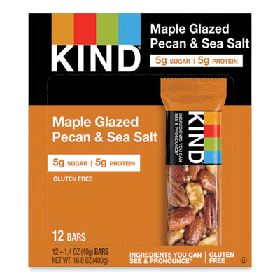 KND17930 Nuts And Spices Bar, Maple Glazed Pecan And Sea Salt, 1.4 Oz Bar, 12/box