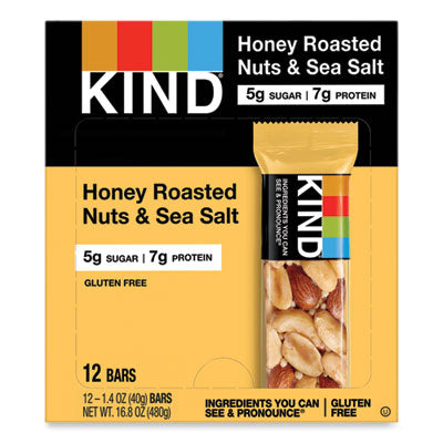 KND19990 Nuts And Spices Bar, Honey Roasted Nuts/sea Salt, 1.4 Oz Bar, 12/box