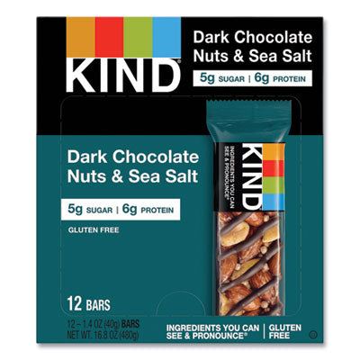 KND17851 Nuts And Spices Bar, Dark Chocolate Nuts And Sea Salt, 1.4 Oz, 12/box KIND LLC