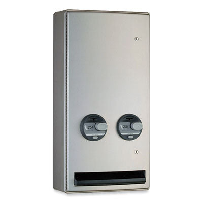 BOB4706925 ConturaSeries Surface-Mounted Napkin/Tampon Vendor, 25 Cent Coin Mechanism, 14.5 x 7.13 x 28.5, Stainless Steel