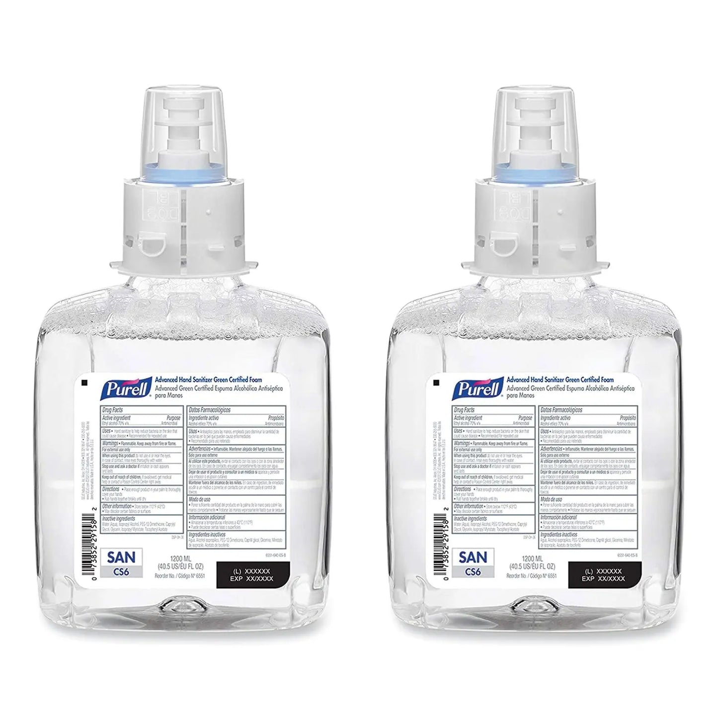 GOJ655102CT Advanced Hand Sanitizer Green Certified Foam Refill, For CS6 Dispensers, 1,200 mL, Fragrance-Free, 2/Carton PURELL