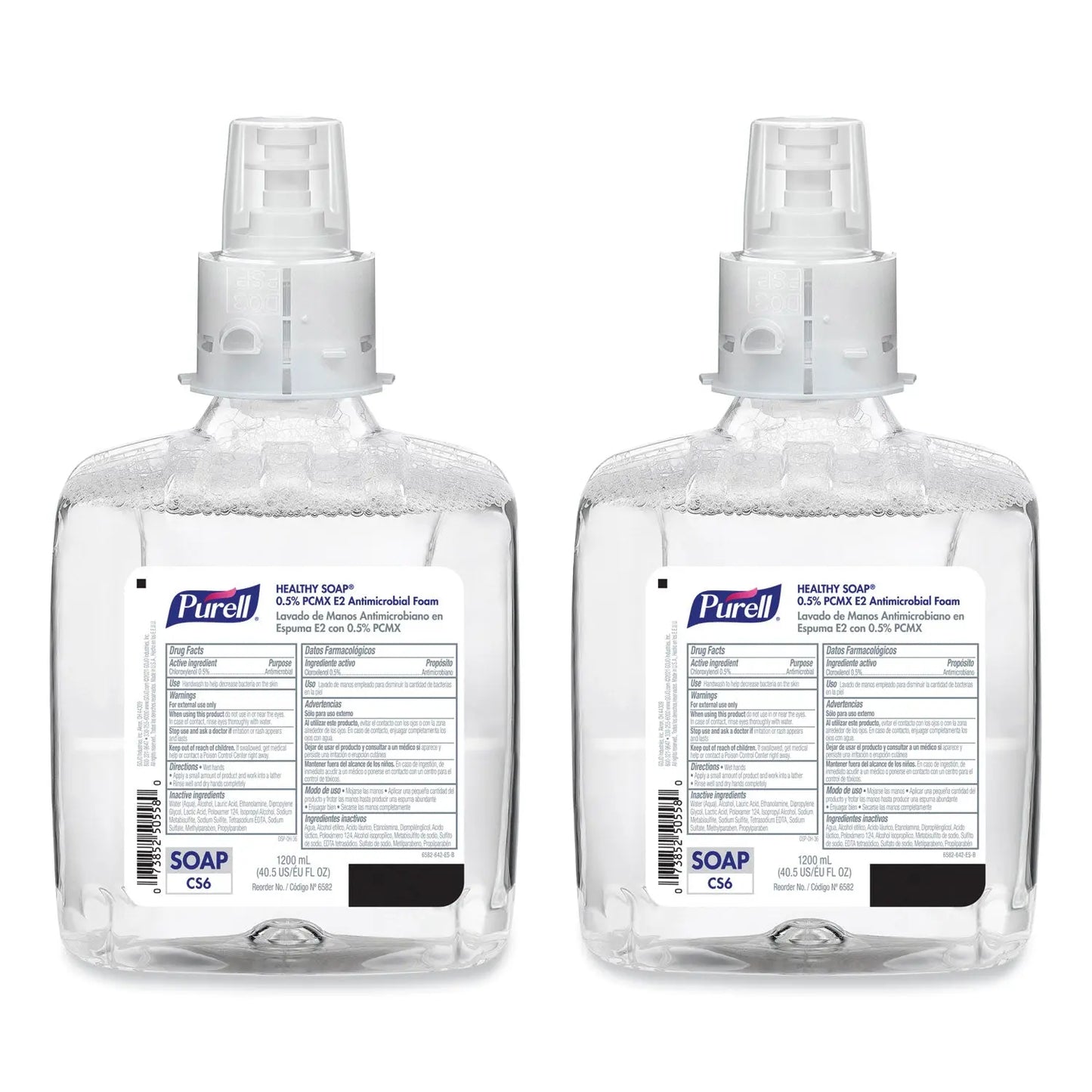 GOJ658202CT HEALTHY SOAP 0.5% PCMX E2 Antimicrobial Foam Refill, For CS6 Dispensers, Fragrance-Free, 1,200 mL, 2/Carton PURELL
