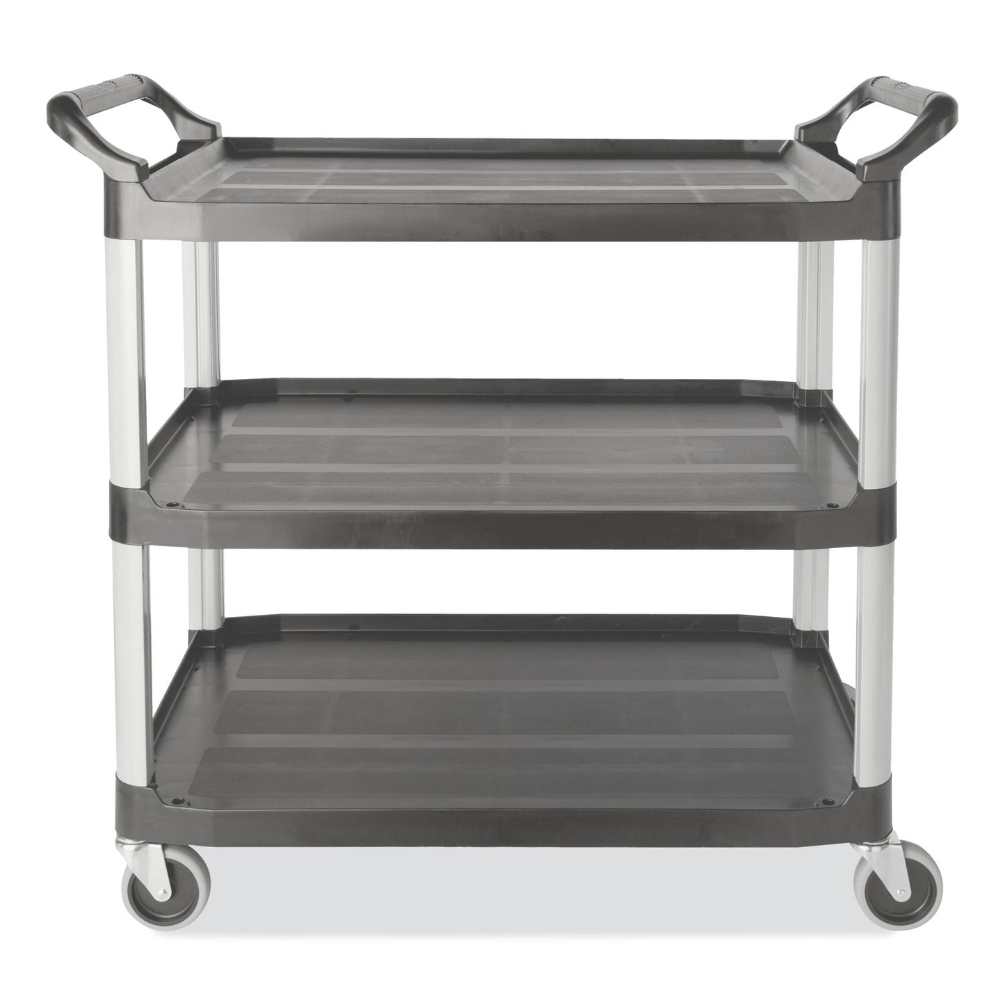 RCP4091GRA Xtra Utility Cart with Open Sides, Plastic, 3 Shelves, 300 lb Capacity, 20" x 40.63" x 37.8", Gray