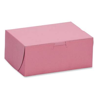 SCH0813 Pink One-Piece Non-Window Bakery Box, 7 x 5 x 3, Pink, Paper, 250/Carton