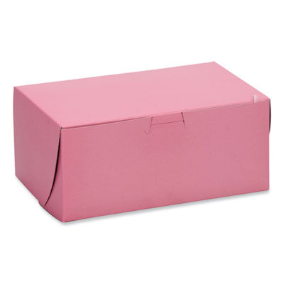 SCH0821 Pink One-Piece Non-Window Bakery Box, 7 x 7 x 4, Pink, Paper, 250/Carton