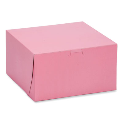 SCH0845 Pink One-Piece Non-Window Bakery Box, 8 x 8 x 5, Pink, Paper, 100/Carton