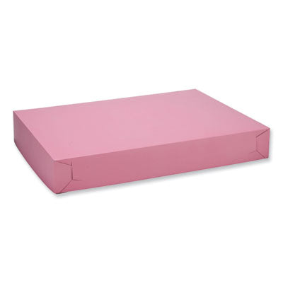 SCH0899 White Two-Piece Non-Window Bakery Boxes, 28 x 20 x 4, Pink, Paper, 50/Carton
