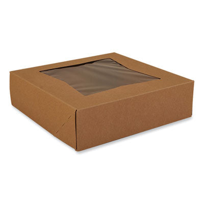 SCH24133K Kraft Window Bakery Boxes, 9 x 9 x 2.5, Brown, Paper, 200/Carton