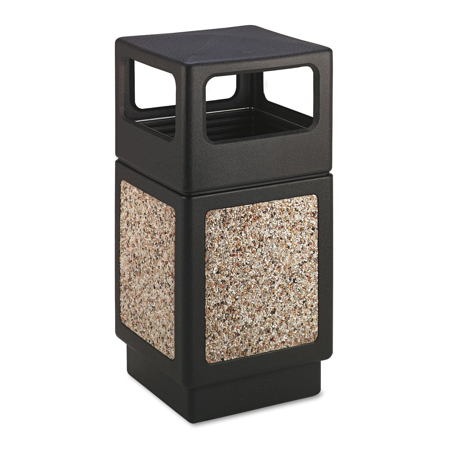 SAF9472NC Canmeleon Aggregate Panel Receptacles, Side-Open, 38 gal, Polyethylene, Black Safco