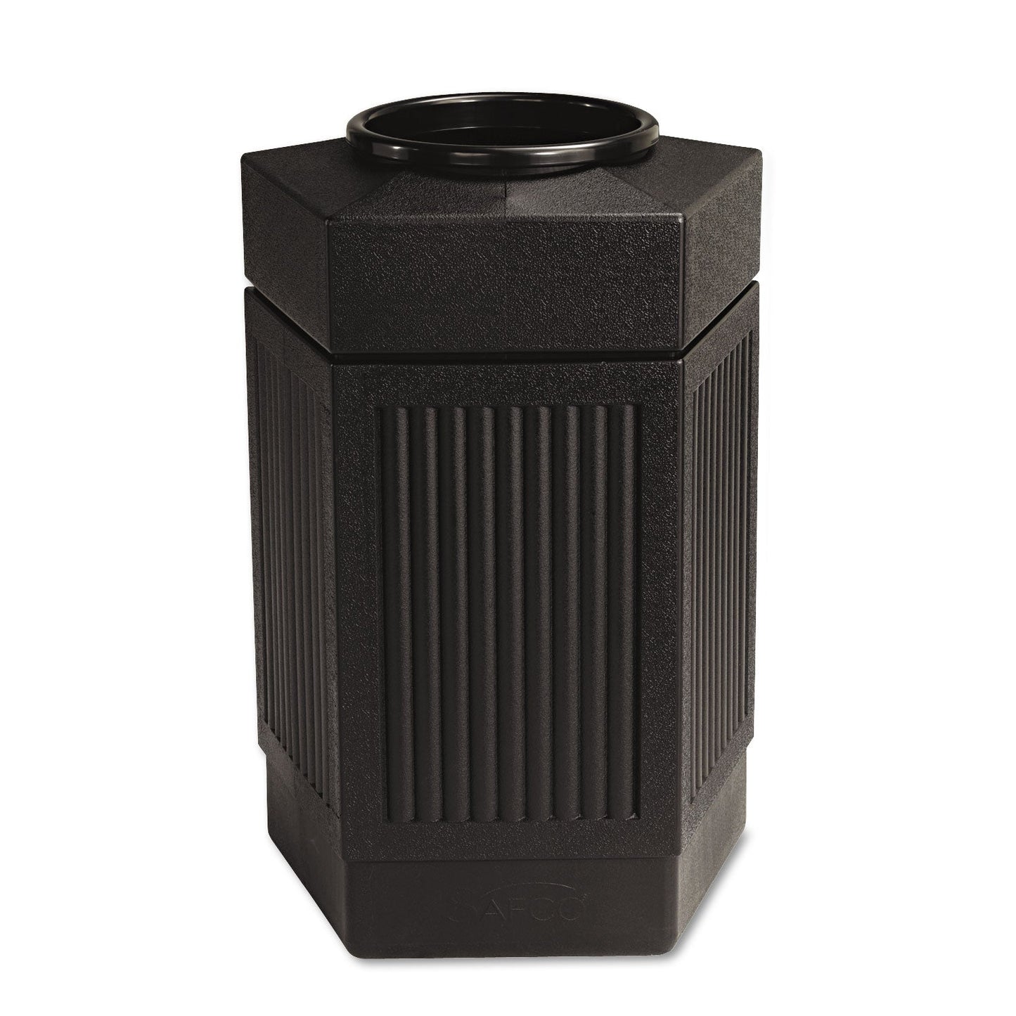 SAF9485BL Canmeleon Indoor/Outdoor Pentagon Receptacle, 30 gal, Polyethylene, Black Safco