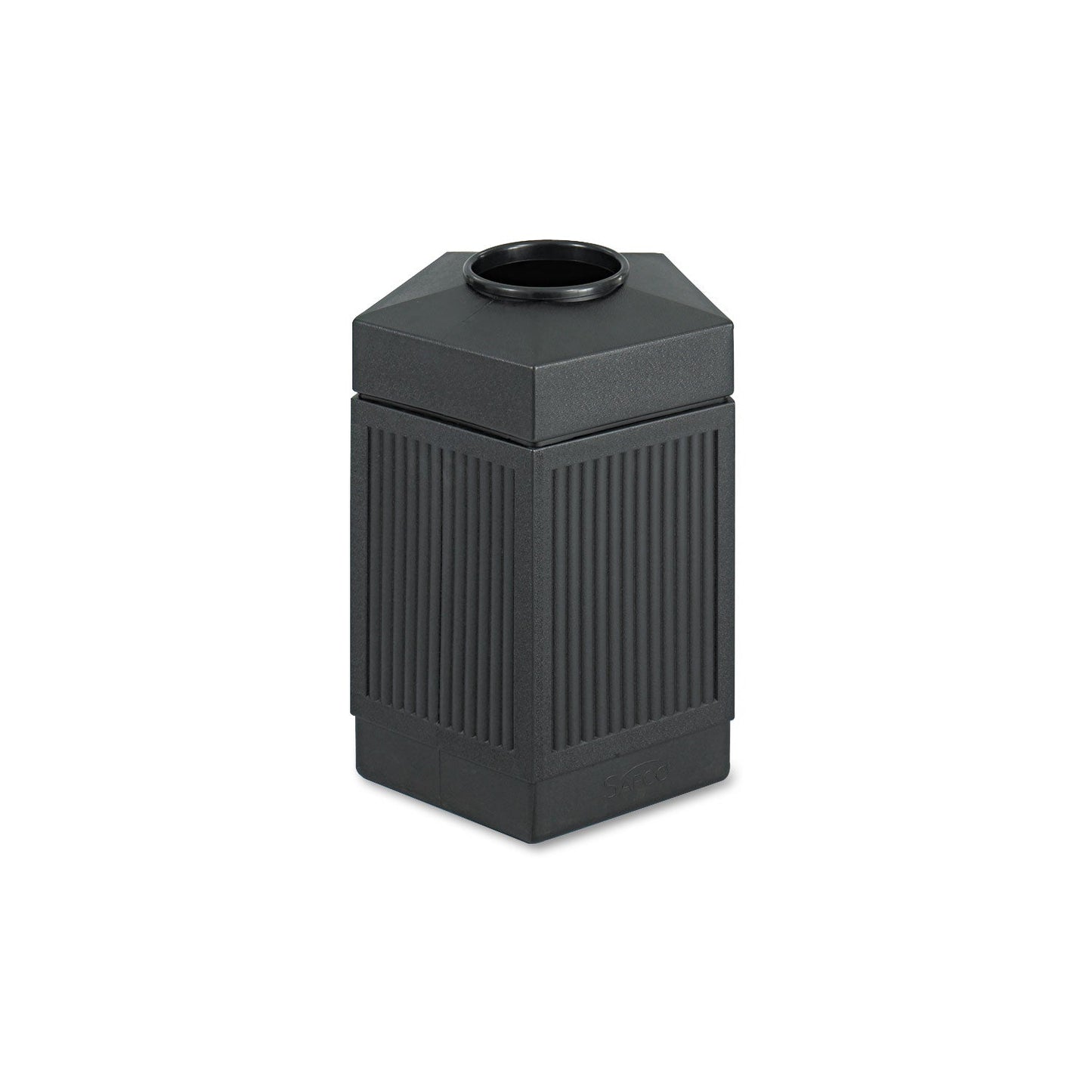 SAF9486BL Canmeleon Indoor/Outdoor Pentagon Receptacle, 45 gal, Polyethylene, Black Safco