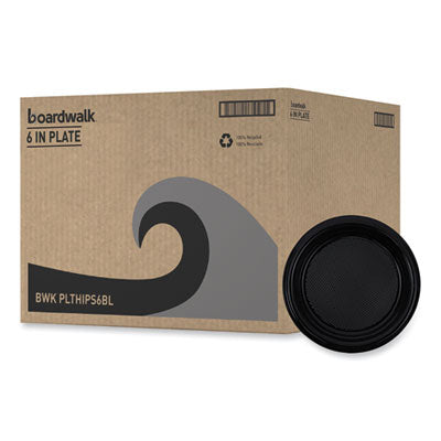 BWKPLTHIPS6BL Hi-Impact Plastic Dinnerware, Plate, 6" Dia, Black, 1,000/carton BOARDWALK