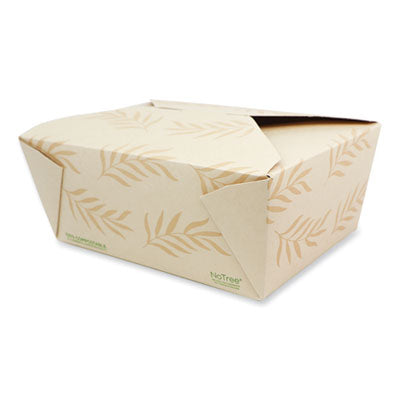 WORTONT4 No Tree Folded Takeout Containers, 95 oz, 6.5 x 8.7 x 3.5, Natural, Sugarcane, 160/Carton