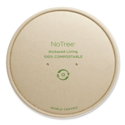 WORBOLNT24W Paper Lids for Bowls. 5.9" Diameter, Natural, 300/Carton WORLD CENTRIC
