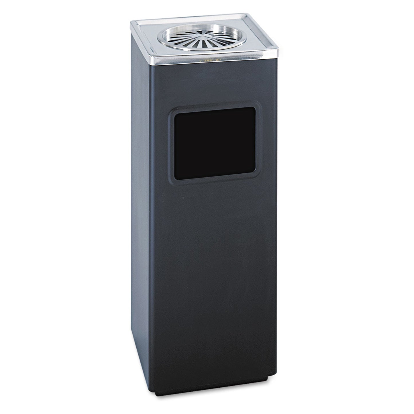 SAF9696BL Square Ash 'N' Trash Sandless Urn, 3 gal, Stainless Steel, Black Safco