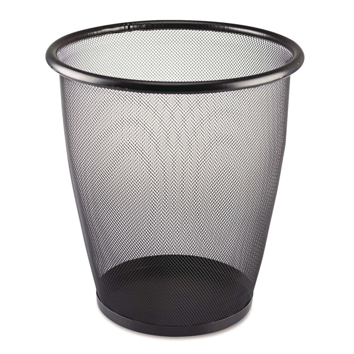 SAF9717BL Onyx Round Mesh Wastebaskets, 5 gal, Steel Mesh, Black