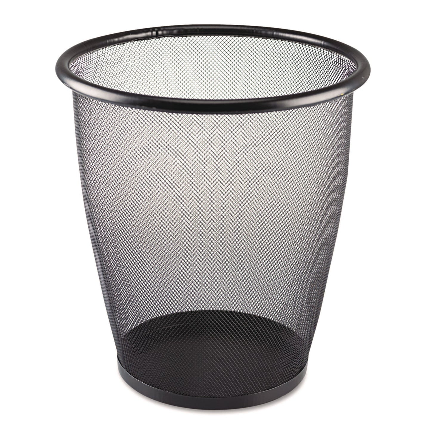 SAF9717BL Onyx Round Mesh Wastebaskets, 5 gal, Steel Mesh, Black Safco