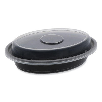 PCTOC06B Newspring VERSAtainer Microwavable Containers, Oval, 6 oz, 5.7 x 4 x 1.1, Black/Clear, Plastic, 150/Carton