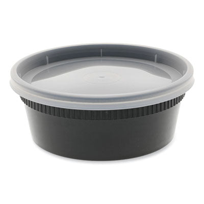 PCTYL2508B Newspring DELItainer Microwavable Container, 8 oz, 4.55 x 4.55 x 1.8, Black/Clear, Plastic, 240/Carton