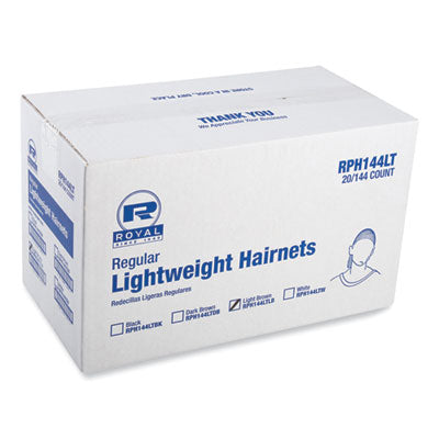RPPRPH144LTLB Lightweight Latex-Free Hairnets, Nylon, 24", Light Brown, 144/Box, 20 Boxes/Carton AMERCAREROYAL