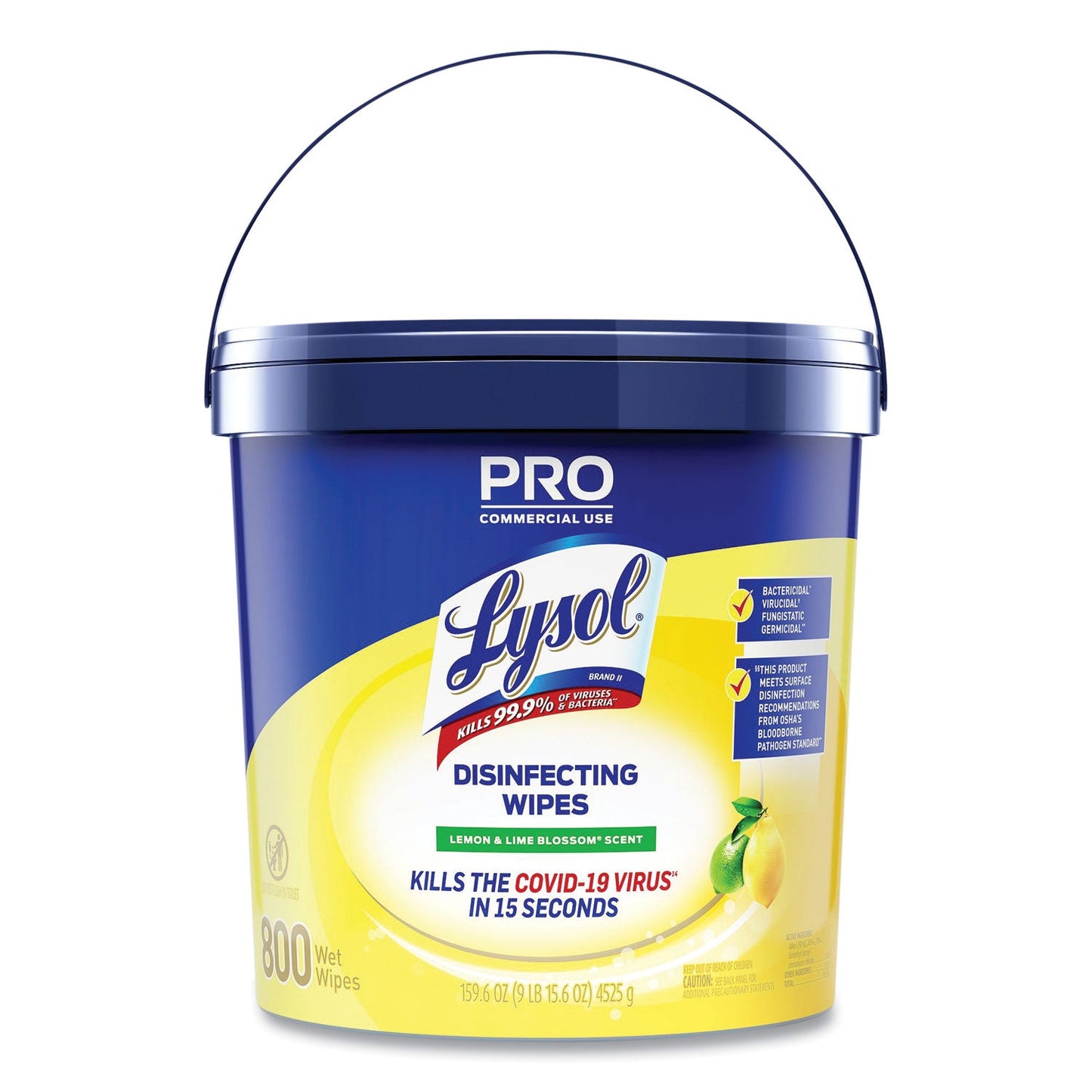 RAC99856EA Professional Disinfecting Wipe Bucket, 1-Ply, 6 X 8, Lemon And Lime Blossom, White, 800 Wipes LYSOL Brand