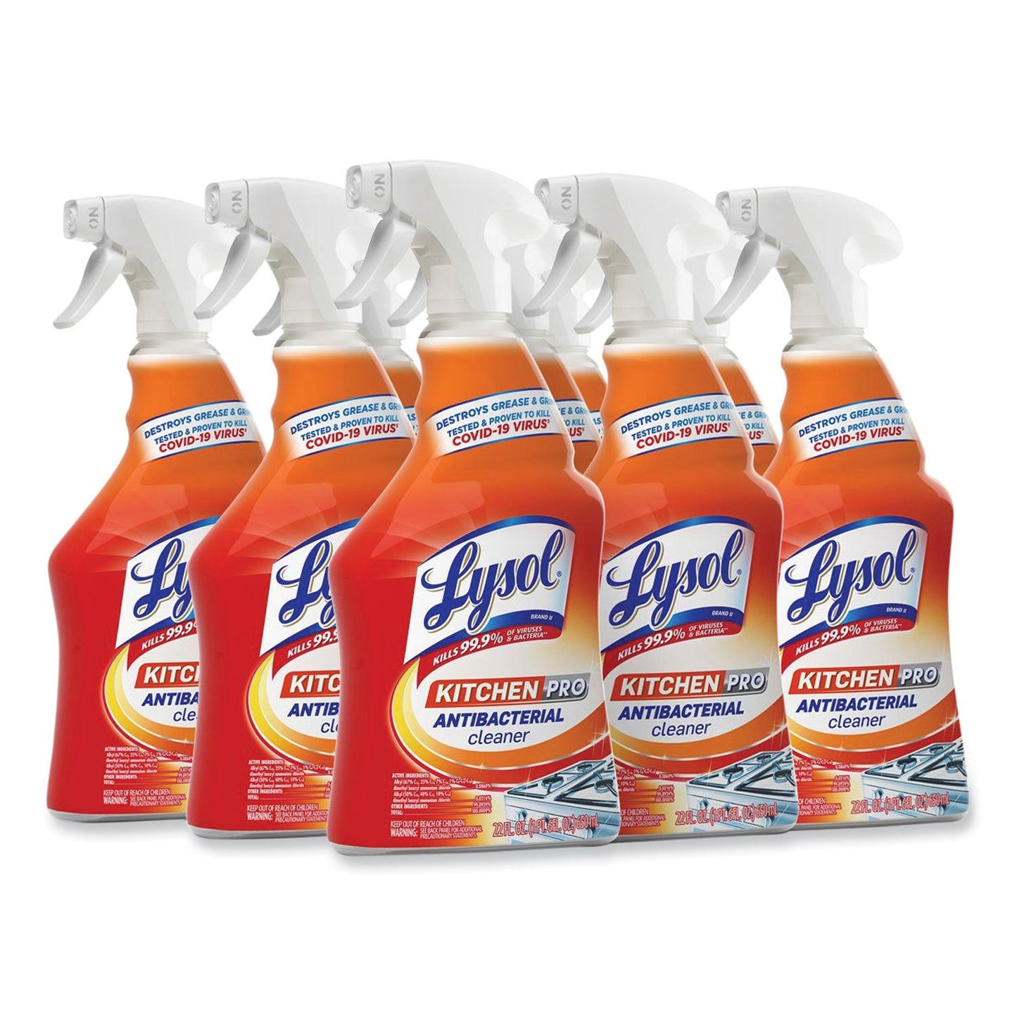 RAC79556 Kitchen Pro Antibacterial Cleaner, Citrus Scent, 22 Oz Spray Bottle, 9/carton LYSOL Brand