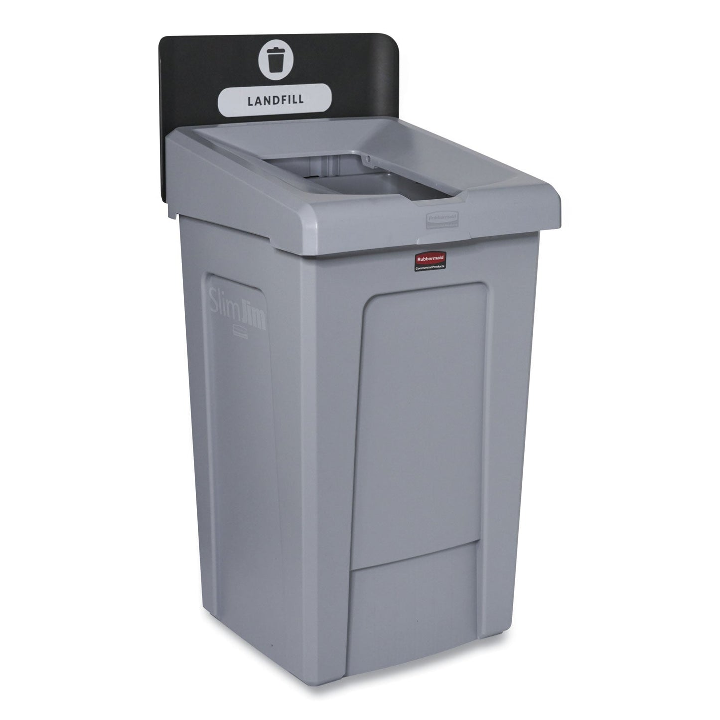 RCP2171554 Slim Jim Recycling Station 1-Stream, Landfill Recycling Station, 33 gal, Resin, Gray RUBBERMAID COMMERCIAL PROD.