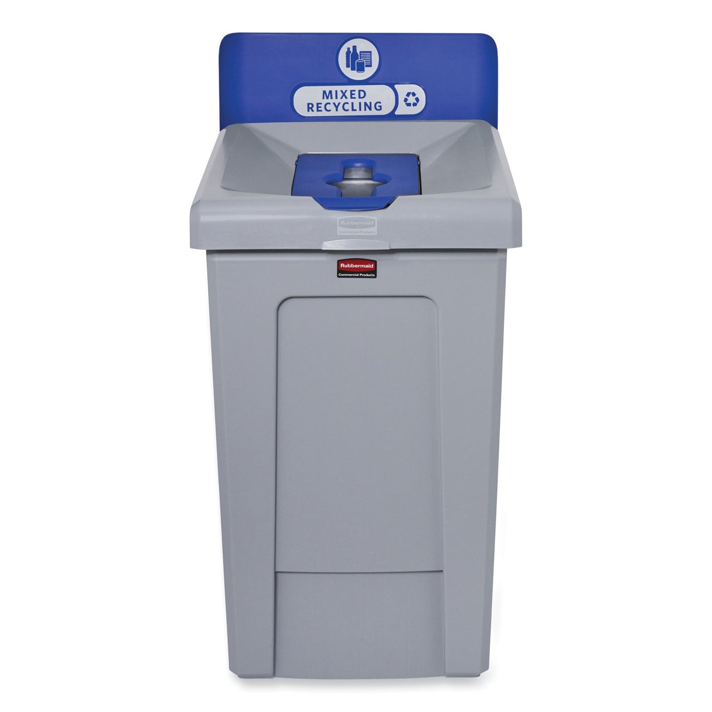 RCP2171557 Slim Jim Recycling Station 1-Stream, Mixed Recycling Station, 33 gal, Resin, Gray RUBBERMAID COMMERCIAL PROD.