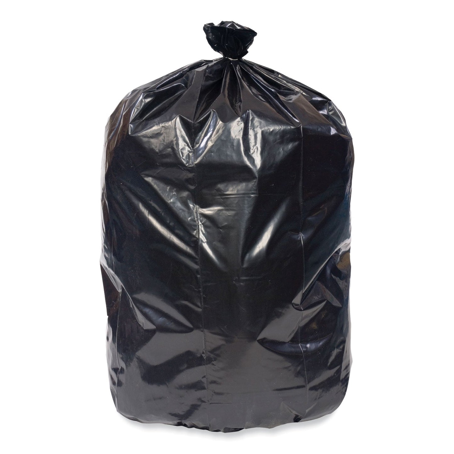 PITPCRL3339XHK Eco Strong Plus Can Liners, 33 gal, 1 mil, 33" x 39", Black, Perforated Roll, 150/Carton Pitt Plastics