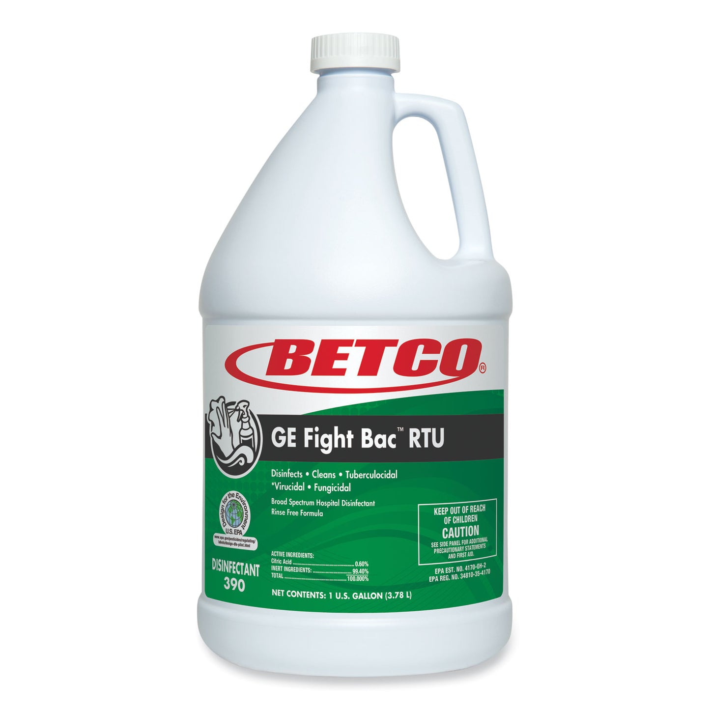 BET3900400EA GE Fight Bac RTU Disinfectant, Fresh Scent, 1 gal Bottle