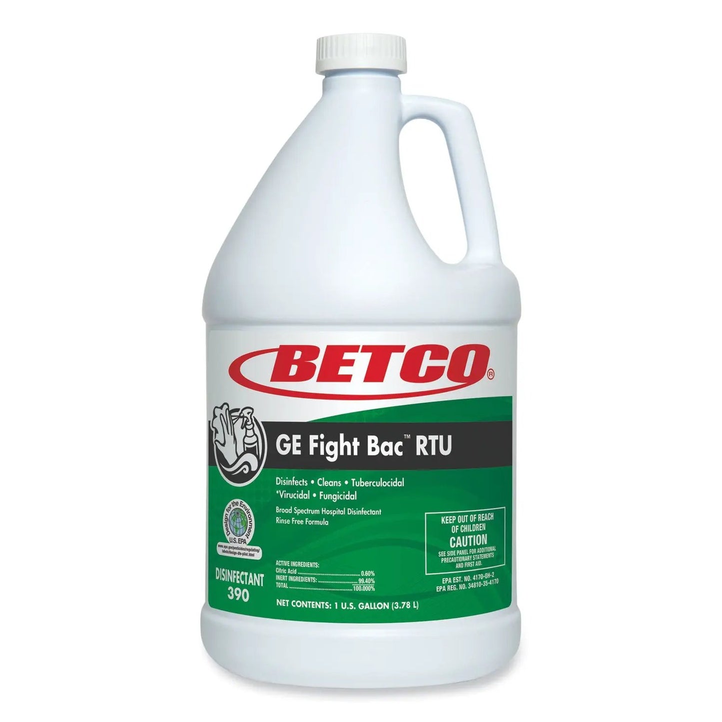 BET3900400EA GE Fight Bac RTU Disinfectant, Fresh Scent, 1 gal Bottle Betco