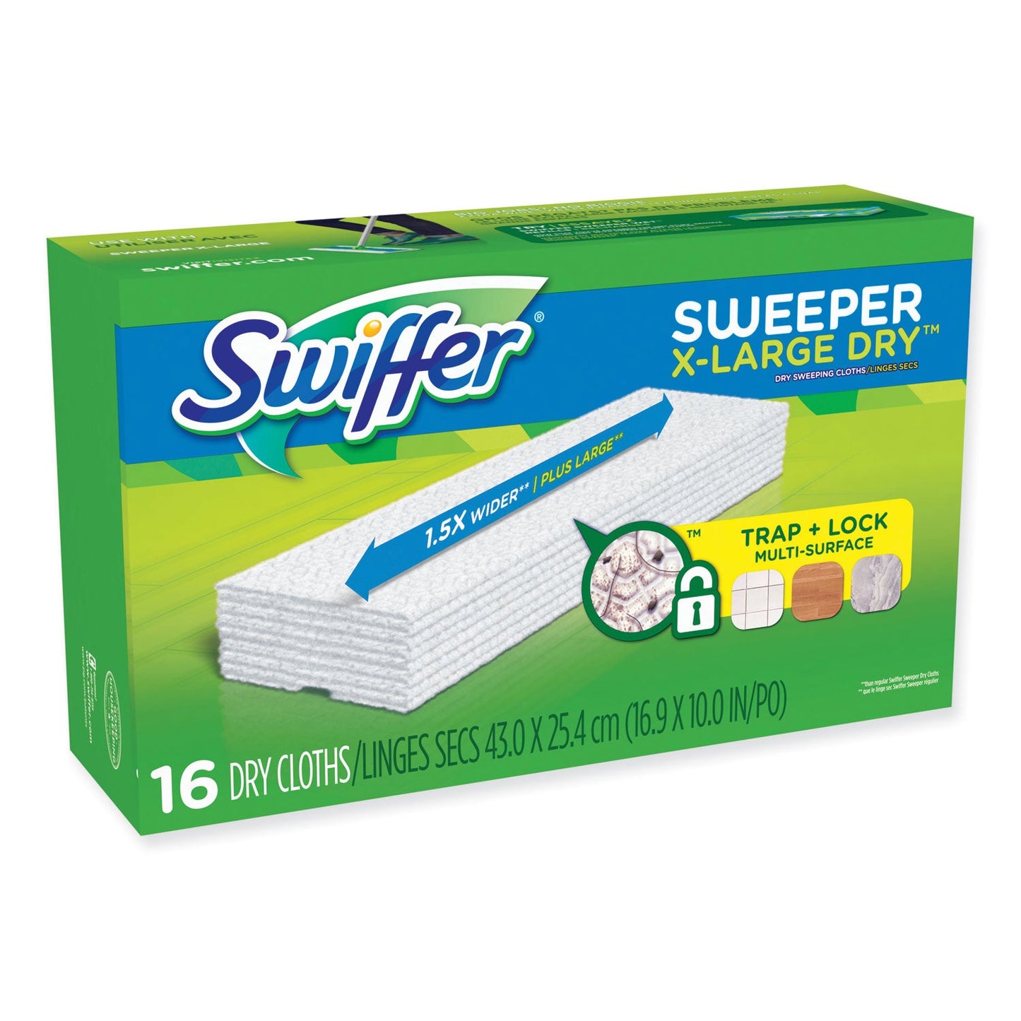 PGC96826 Sweeper XL Dry Refill Cloths, 16.9" x 9.8", White, 16/Box Swiffer