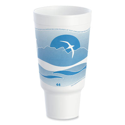 DCC44AJ32H Horizon Hot/Cold Foam Drinking Cups, 44 oz, White/Ocean Blue, 15/Bag, 20 Bags/Carton DART