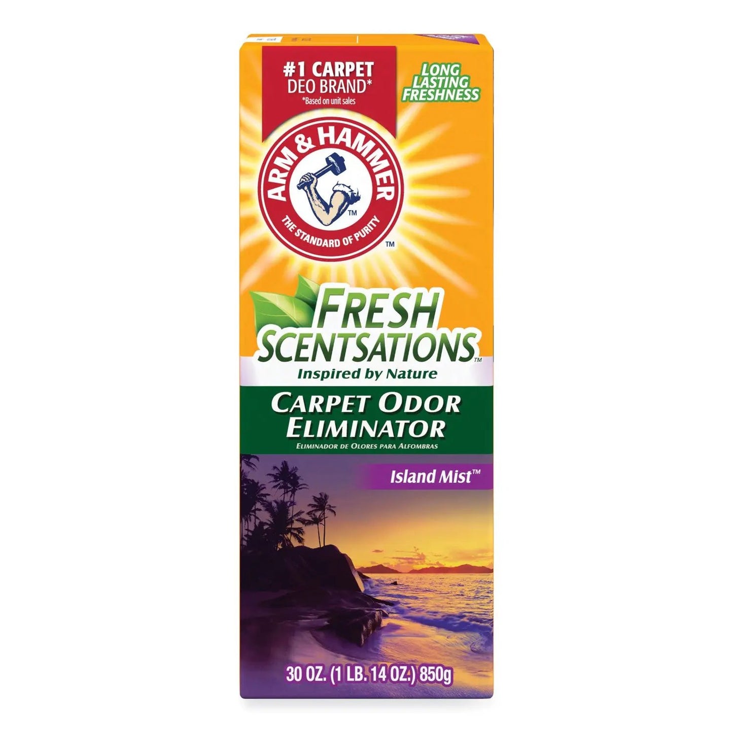 CDC3320011535 Fresh Scentsations Carpet Odor Eliminator, Island Mist, 30 Oz Box, 6/carton Arm & Hammer