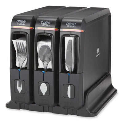 DXESSW3D85 SmartStock Wrapped Cutlery Dispenser, Holds Forks/Knives/Spoons, 12.44 x 11.17 x 10.5, Black DIXIE FOOD SERVICE