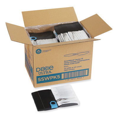 DXESSWPK5 SmartStock Wrapped Heavyweight Cutlery Refill, Knife, Plastic, Black, 960/Carton DIXIE FOOD SERVICE
